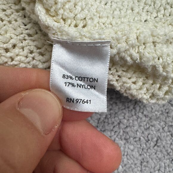 J.Jill Crochet Hoodie Pullover Sweater Womens 3X Plus Cream Cotton Nylon Knit - Picture 6 of 12